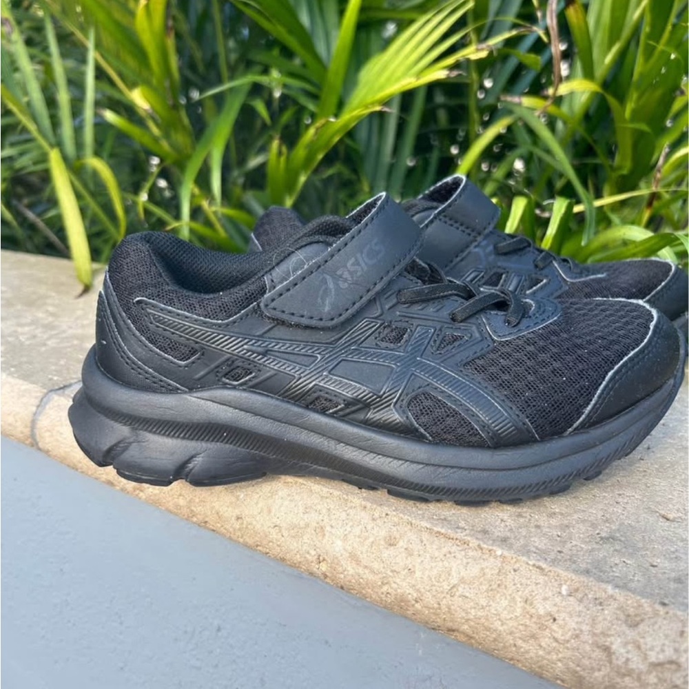 ASICS Kids All-Black Velcro Athletic Sneakers